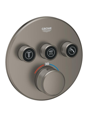 Внешняя часть термостата для душа GROHE Grohtherm SmartControl на 3 потребителя, круглая, сатиновый графит (29121MG0)