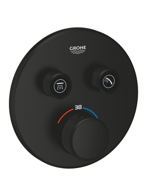 Внешняя часть термостата для душа GROHE Grohtherm SmartControl на 2 потребителя, круглая, матовый черный (291192430)