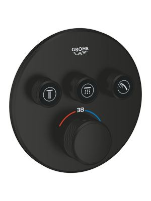Внешняя часть термостата для душа GROHE Grohtherm SmartControl на 3 потребителя, матовый черный (291212430)