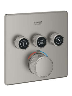 Внешняя часть термостата для душа GROHE Grohtherm SmartControl на 3 потребителя, сатиновая сталь (29126MS0)