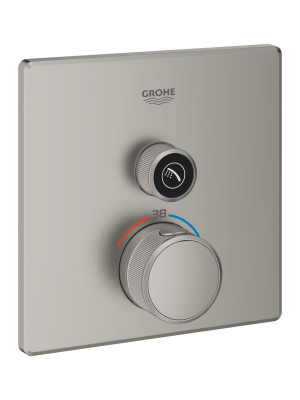 Внешняя часть термостата для душа GROHE Grohtherm SmartControl, сатиновая сталь (29123MS0)