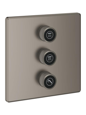 Внешняя часть переключателя потоков GROHE Grohtherm SmartControl на 3 положения, квадратная, сатиновый графит (29127MG0)