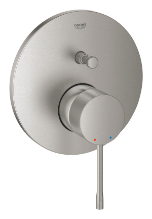Внешняя часть смесителя для ванны GROHE Essence скрытого монтажа на 2 потребителя, круглая, суперсталь (24167DC1)
