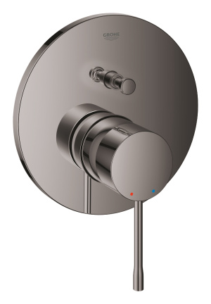 Внешняя часть смесителя для ванны GROHE Essence скрытого монтажа на 2 потребителя, круглая, темный графит глянец (24167A01)