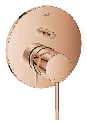 Внешняя часть смесителя для ванны GROHE Essence скрытого монтажа на 2 потребителя, круглая, теплый закат глянец (24167DA1)