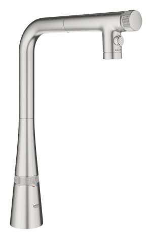 Смеситель для кухни GROHE Zedra SmartControl с вытяжным изливом 2jet, суперсталь (31886DC0)