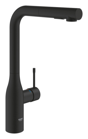 Смеситель для кухни GROHE Essence с вытяжным изливом 2jet, фантомный черный (30504KF0)