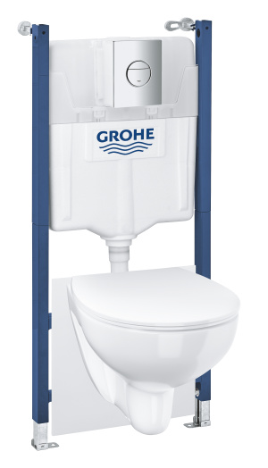 Комплект инсталляции GROHE Solido 5 в 1 с подвесным унитазом Bau Ceramic и сиденьем (39900000)