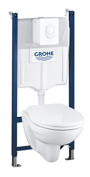 Комплект инсталляции GROHE Solido Compact 4 в 1 с подвесным унитазом Lecico Perth и сиденьем (39116000)
