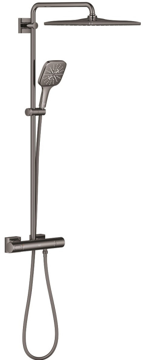 Душевая система GROHE Rainshower SmartActive 310 Cube с термостатом для душа, темный графит глянцевый (26837A00)