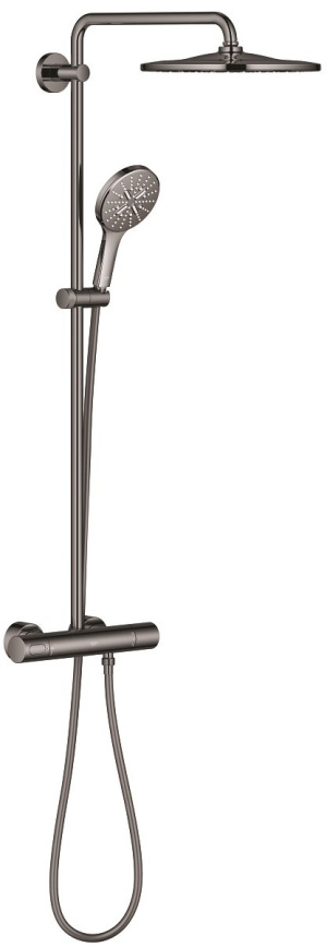 Душевая система GROHE Rainshower SmartActive 310 с термостатом для душа, темный графит глянцевый (26836A00)