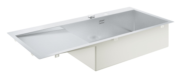 Мойка GROHE K1000 80-S 116/52 1.0 с корзинчатым вентилем, нержавеющая сталь (31582SD1)