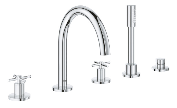 Смеситель для ванны GROHE Atrio двухвентильный, на 5 отверстий, на край ванны, хром (19923003)