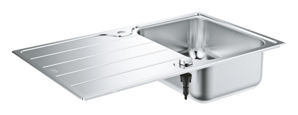 Мойка GROHE K500 45-S 86/50 1.0 оборачиваемая с корзинчатым вентилем, нержавеющая сталь (31571SD1)