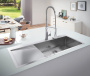 Мойка GROHE K1000 80-S 116/52 1.0 с корзинчатым вентилем, нержавеющая сталь (31582SD1)