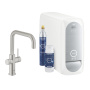 Смеситель для кухни GROHE Blue Home с системой фильтрации, охлаждения и газирования воды, Wi-Fi, суперсталь (31456DC1)