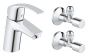 Смеситель для раковины GROHE Eurosmart с угловыми вентилями, хром (23588000)