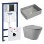Комплект инсталляции GROHE Solido 38811KF0 с унитазом Aqueduto CONE CON0130 и раковиной Aqueduto ESPIRAL ESP0430 (NW0487)