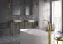 Внешняя часть смесителя для раковины GROHE Atrio настенного монтажа на 3 отверстия, двухвентильный, холодный рассвет глянец (20164GL3)
