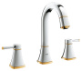 Смеситель для раковины GROHE Grandera на 3 отверстия, с донным клапаном и высоким изливом, хром/золото (20389IG0)