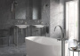 Внешняя часть смесителя для ванны GROHE Atrio напольного монтажа, двухвентильный, суперсталь (25044DC3)