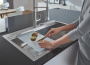 Мойка GROHE из нержавеющей стали с корзинчатым вентилем, расположение основной чаши слева, K1000 80-S 116/52 1.0 (31581SD0)