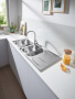 Мойка GROHE из нержавеющей стали с корзинчатым вентилем, оборачиваемая, 2 чаши, K400 80-S 116/50 2.0 (31587SD0)