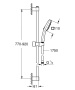 Душевой гарнитур GROHE Tempesta Cube 110, 3 режима струи, душевая штанга 900 мм, 7,4 л/мин, хром (26909003)