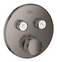 Внешняя часть термостата для душа GROHE Grohtherm SmartControl на 2 потребителя, темный графит глянец (29119A00)