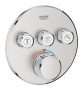 Внешняя часть термостата для ванны и душа GROHE Grohtherm SmartControl на 3 потребителя, круглая, суперсталь (29121DC0)