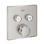 Внешняя часть термостата для ванны и душа GROHE Grohtherm SmartControl на 2 потребителя, квадратная, суперсталь (29124DC0)