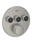 Внешняя часть термостата для душа GROHE Grohtherm SmartControl на 3 потребителя, круглая, сатиновая сталь (29121MS0)