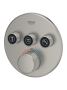 Внешняя часть термостата для душа GROHE Grohtherm SmartControl на 3 потребителя, круглая, сатиновая сталь (29121MS0)