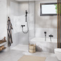Смеситель для душа GROHE Cubeo с душевым гарнитуром, матовый черный (1018252430)
