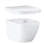 Унитаз подвесной безободковый компактный GROHE Euro Ceramic с сиденьем с микролифтом, альпин-белый (NW0028)