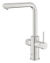 Смеситель для кухонной мойки GROHE Blue Pure Minta c вытяжным изливом, функцией фильтрации, без фильтра в комплекте, суперсталь (30601DC0)