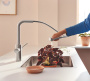 Смеситель для кухонной мойки GROHE Blue Pure Minta c вытяжным изливом, функцией фильтрации, без фильтра в комплекте, суперсталь (30601DC0)