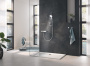 Душевой гарнитур GROHE Rainshower SmartActive 130 с мыльницей, 3 режима струи, душевая штанга 600 мм, 12 л/мин, белая луна (26576LS0)