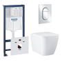 Комплект инсталляции GROHE Rapid SL 3 в 1 (NW0145/S) с унитазом GROHE Clova Ceramic Square и сиденьем с микролифтом (NW0662)