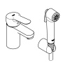 Смеситель для раковины GROHE BauEdge с цепочкой и гигиеническим душем, S-Size, хром (23757000)
