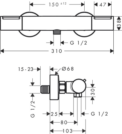Термостат для душа hansgrohe Ecostat Element, 13346000, хром