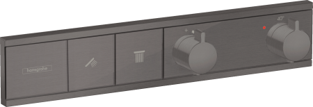 Внешняя часть термостата для душа hansgrohe RainSelect скрытого монтажа на 2 потребителя 15380340, шлифованный черный хром