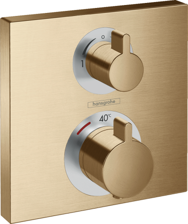 Внешняя часть термостата для душа hansgrohe Ecostat Square скрытого монтажа на 2 потребителя 15714140, шлифованная бронза