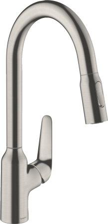 Смеситель для кухонной мойки hansgrohe Focus M42 220, с вытяжным душем 2jet 71800800, под сталь