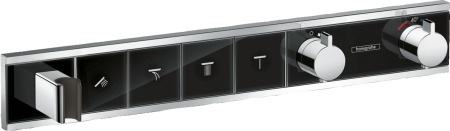 Внешняя часть термостата для душа hansgrohe RainSelect скрытого монтажа на 4 потребителя 15357600, черный/хром