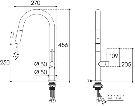 Смеситель для кухни Aqueduto ASSISTENTE ASI0200 с вытяжным изливом, 2 типа струй, хром