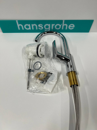 Смеситель для раковины hansgrohe Logis 210 с поворотным изливом и сливным гарнитуром 71130000/U, хром, уцененный товар