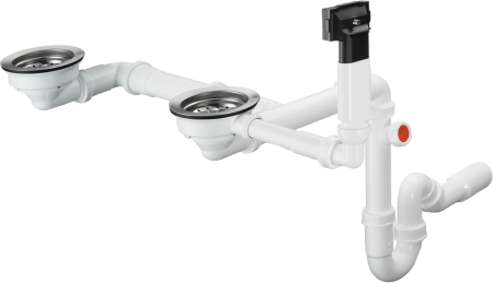 Система слива-перелива hansgrohe с ручным управлением для гранитной мойки с двумя чашами D17-10 43928000, хром