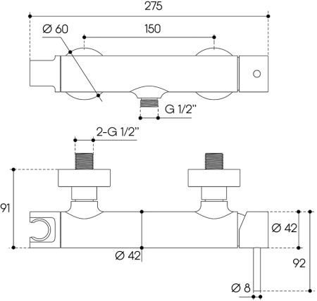 Смеситель для душа Aqueduto CANO CAN0700, хром