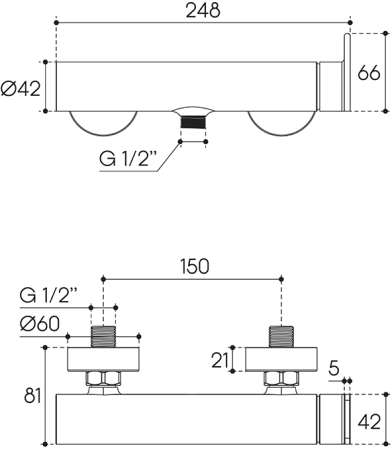 Смеситель для душа Aqueduto GEOMETRICO GEO0750, шлифованное золото